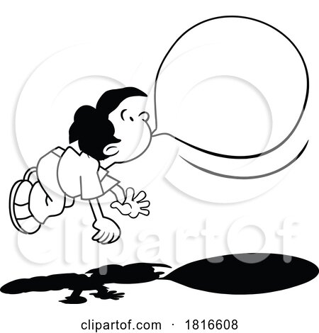 Cartoon Boy Floating and Blowing Bubble Gum Licensed Clipart by Johnny Sajem