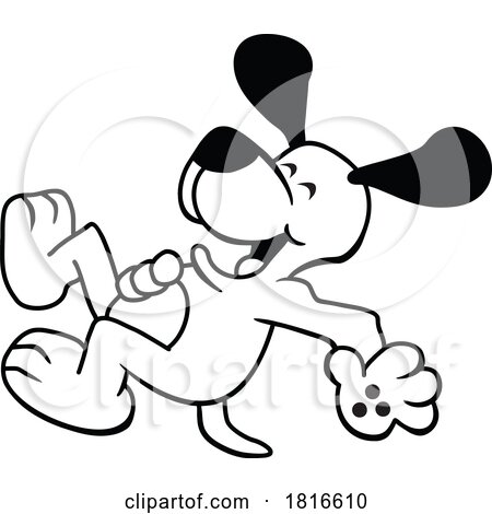 Cartoon Black and White Dog Laughing Licensed Clipart by Johnny Sajem