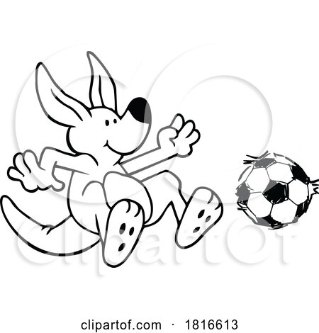 Cartoon Kangaroo Playing Soccer Licensed Clipart by Johnny Sajem