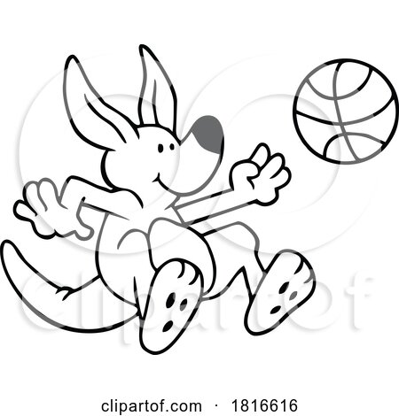 Cartoon Kangaroo Playing Basketball Licensed Clipart by Johnny Sajem