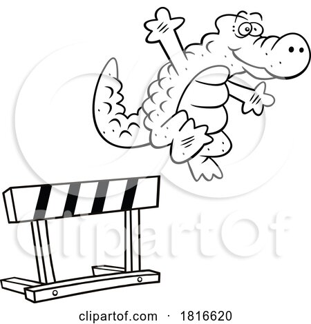 Cartoon Alligator Hopping over a Hurdle Licensed Clipart by Johnny Sajem