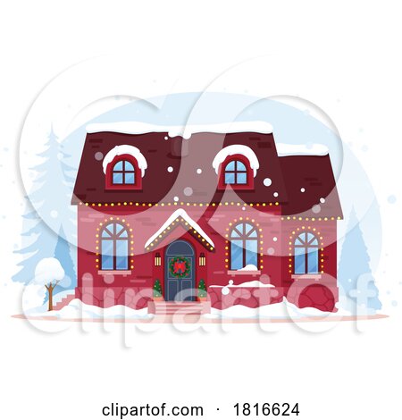 House Decorated for Christmas Clipart by Vector Tradition SM