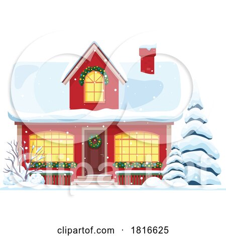 House Decorated for Christmas Clipart by Vector Tradition SM