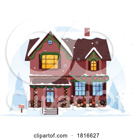 House Decorated for Christmas Clipart by Vector Tradition SM