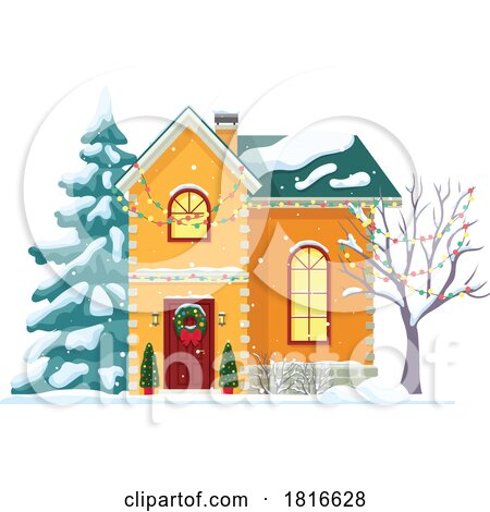 House Decorated for Christmas Clipart by Vector Tradition SM