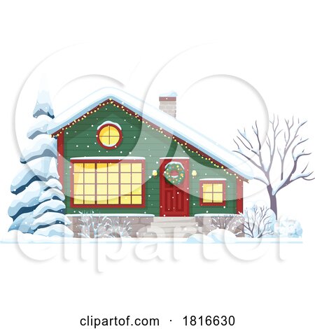 House Decorated for Christmas Clipart by Vector Tradition SM