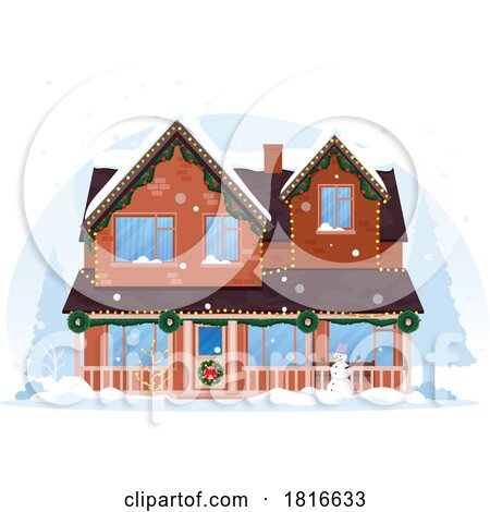 House Decorated for Christmas Clipart by Vector Tradition SM