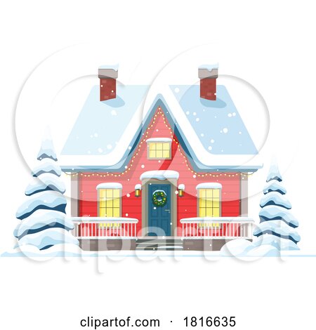 House Decorated for Christmas Clipart by Vector Tradition SM