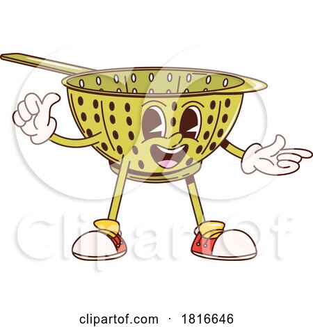 Retro Cartoon Strainer Mascot Clipart by Vector Tradition SM