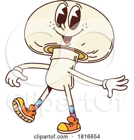 Retro Cartoon Mushroom Mascot Clipart by Vector Tradition SM