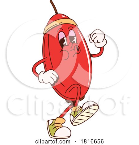 Retro Cartoon Jogging Barberry Mascot Clipart by Vector Tradition SM