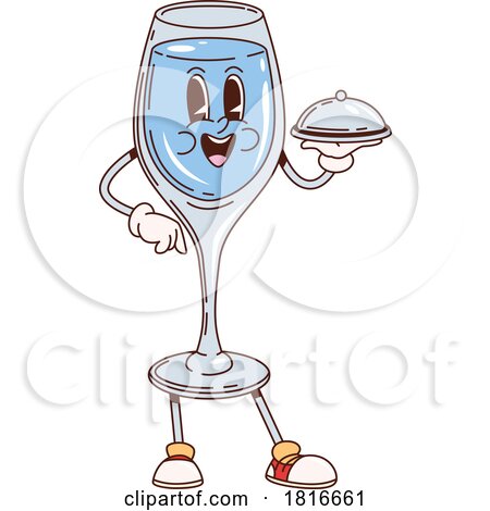 Retro Cartoon Water Mascot with a Cloche Clipart by Vector Tradition SM