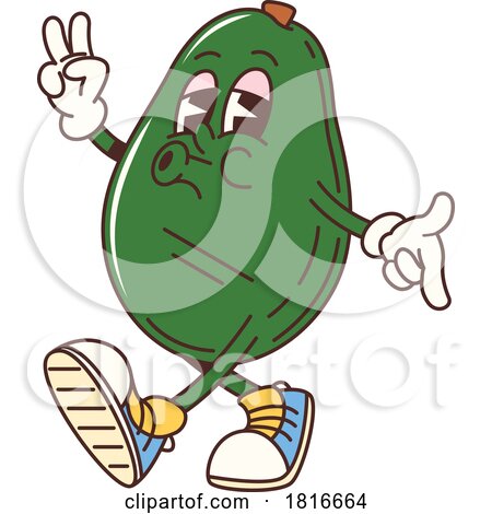 Retro Cartoon Avocado Mascot Clipart by Vector Tradition SM