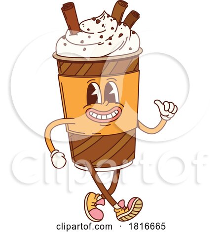 Retro Cartoon Milkshake Mascot Clipart by Vector Tradition SM