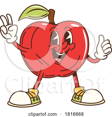 Retro Cartoon Red Apple Mascot Clipart by Vector Tradition SM