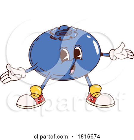 Retro Cartoon Blueberry Mascot Clipart by Vector Tradition SM