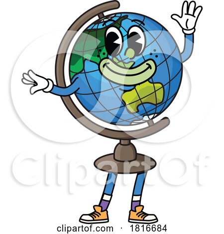 Desk Globe Mascot Clipart by Vector Tradition SM