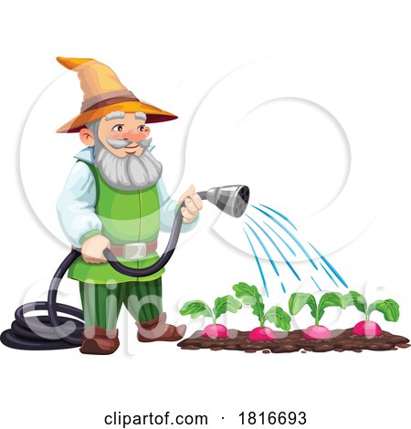 Gnome Watering a Garden Clipart by Vector Tradition SM