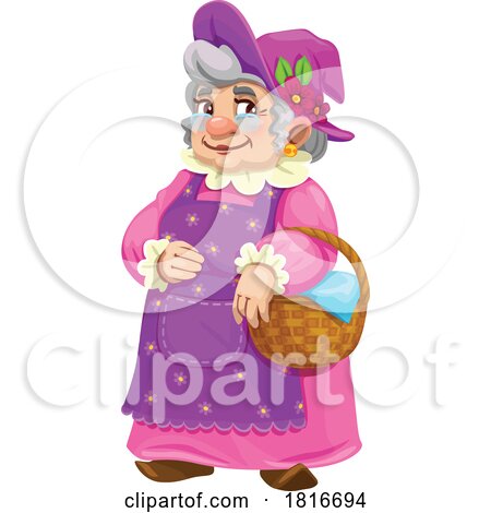 Gnome Lady with a Basket Clipart by Vector Tradition SM