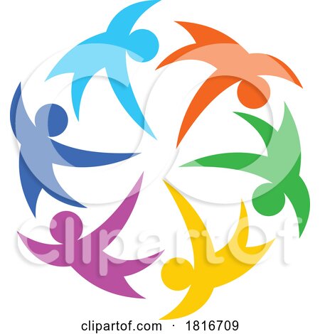 Circle of Colorful People Dancing or with Hands All in Clipart by Vector Tradition SM