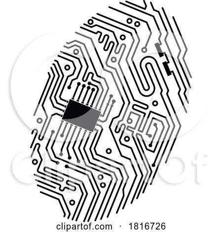 Chip in a Digital Fingerprint Mascot Clipart by Vector Tradition SM