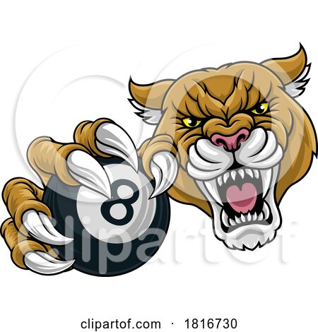 Cougar Panther Lion Puma Pool Billiards Mascot by AtStockIllustration