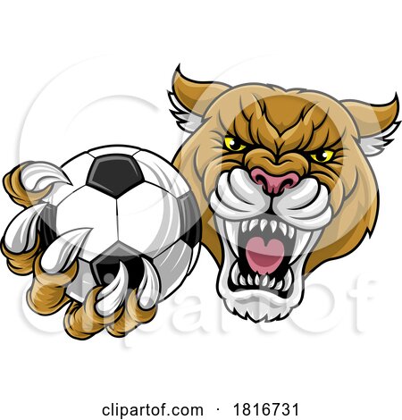 Cougar Panther Mountain Lion Puma Soccer Mascot by AtStockIllustration