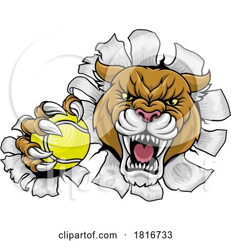 Cougar Panther Mountain Lion Puma Tennis Mascot by AtStockIllustration