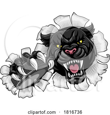 Black Panther Leopard Jaguar Cat Hockey Mascot by AtStockIllustration