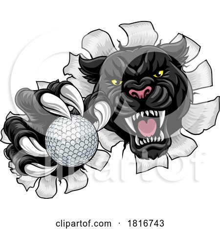 Black Panther Leopard Jaguar Cat Golf Ball Mascot by AtStockIllustration