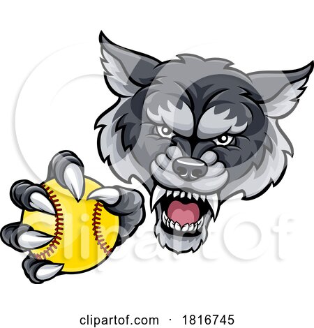 Wolf Bobcat Softball Animal Sports Team Mascot by AtStockIllustration