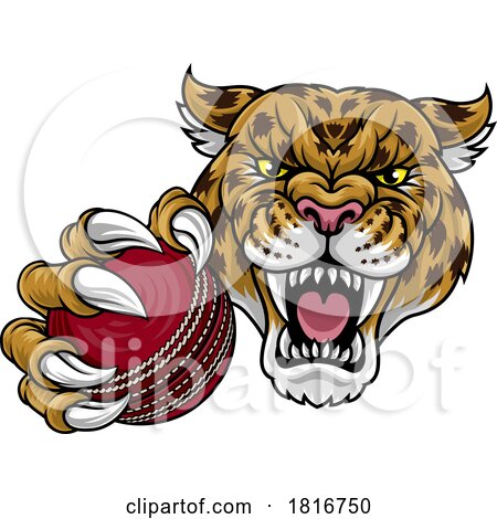 Jaguar Leopard Cheetah Panther Cricket Mascot by AtStockIllustration