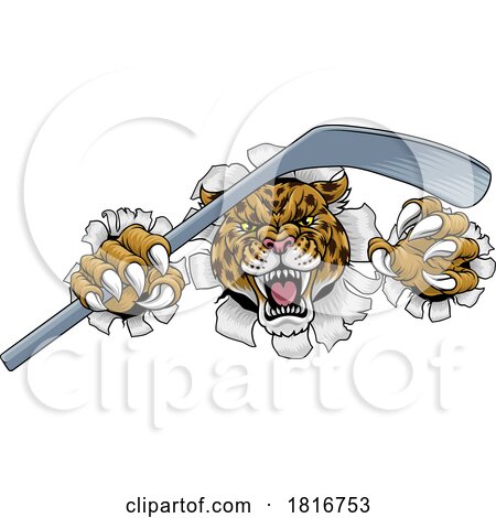 Jaguar Leopard Cheetah Panther Hockey Team Mascot by AtStockIllustration