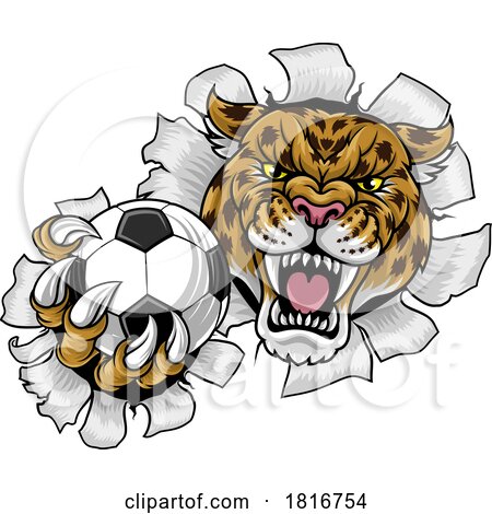 Jaguar Leopard Cheetah Soccer Football Ball Mascot by AtStockIllustration