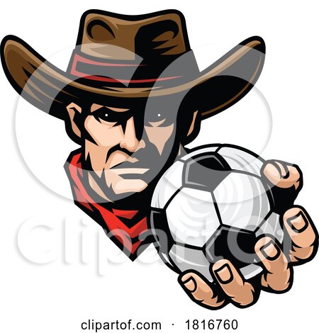 Cowboy Soccer Football Ball Sports Team Mascot by AtStockIllustration