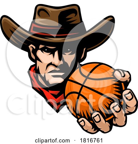 Cowboy Man Basketball Ball Sports Team Mascot by AtStockIllustration