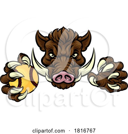 Boar Wild Hog Razorback Warthog Softball Mascot by AtStockIllustration