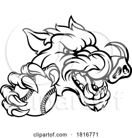 Boar Wild Hog Razorback Warthog Baseball Mascot by AtStockIllustration