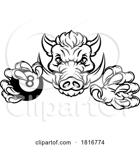 Boar Wild Hog Razorback Warthog Pig Pool Mascot by AtStockIllustration