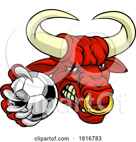 Bull Minotaur Longhorn Cow Soccer Mascot Cartoon by AtStockIllustration