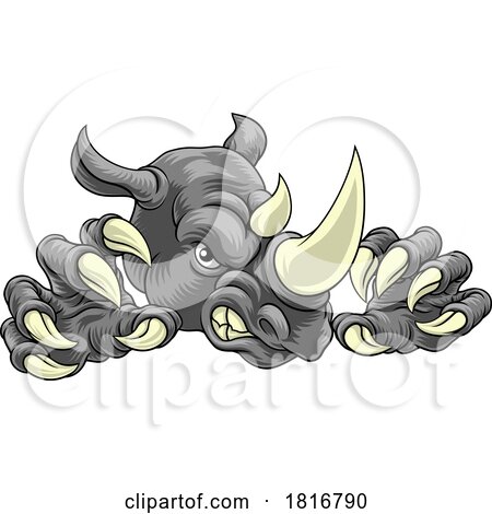 Rhino Rhinoceros Mean Angry Cartoon Sports Mascot by AtStockIllustration