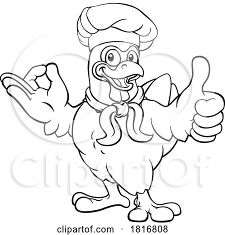 Chicken Chef Cartoon Rooster Cockerel Bird Mascot by AtStockIllustration