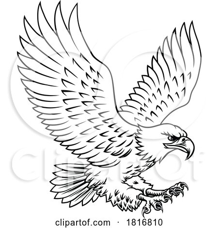 Bald Eagle Mascot Bird Wings Spread Flying by AtStockIllustration