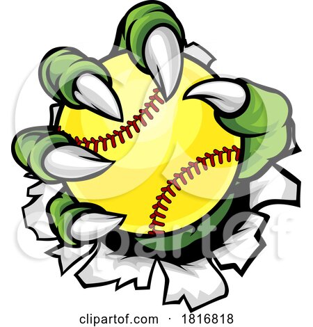 Claw Monster Talons Hand Holding Softball Ball by AtStockIllustration