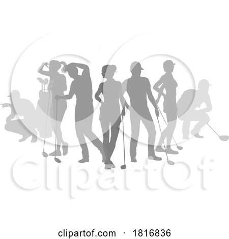 Golfers Golfing Silhouette Golf People Silhouettes by AtStockIllustration