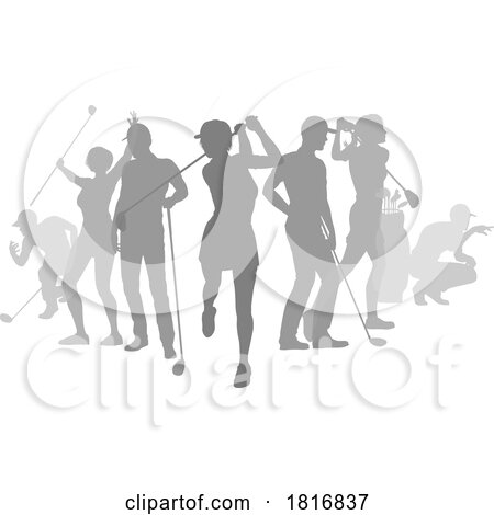 Golfers Golfing Silhouette Golf People Silhouettes by AtStockIllustration