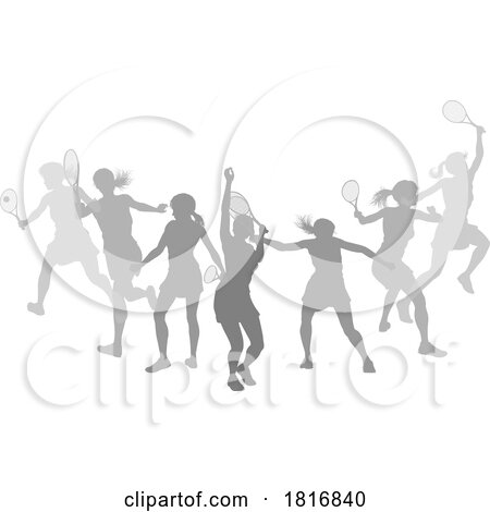 Silhouette Tennis Players Silhouettes Concept by AtStockIllustration