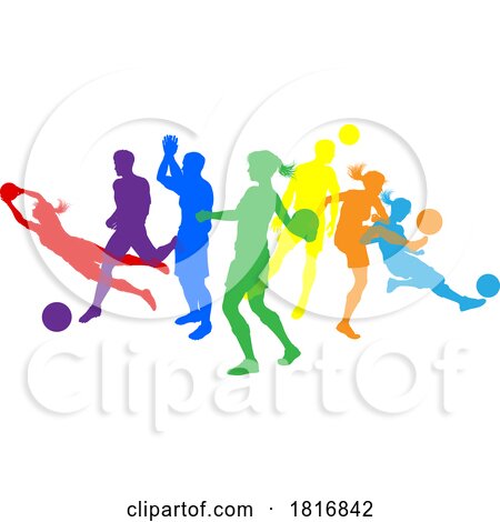 Soccer Football Players Men Women Silhouettes by AtStockIllustration