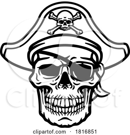 Pirate Hat Skull and Crossbones Cartoon by AtStockIllustration