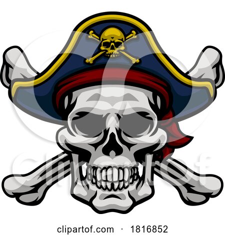 Pirate Hat Skull and Crossbones Cartoon by AtStockIllustration